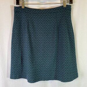 Margaret M Deandra Mini Skirt Teal Blue Green Black Retro Textured Floral Size M